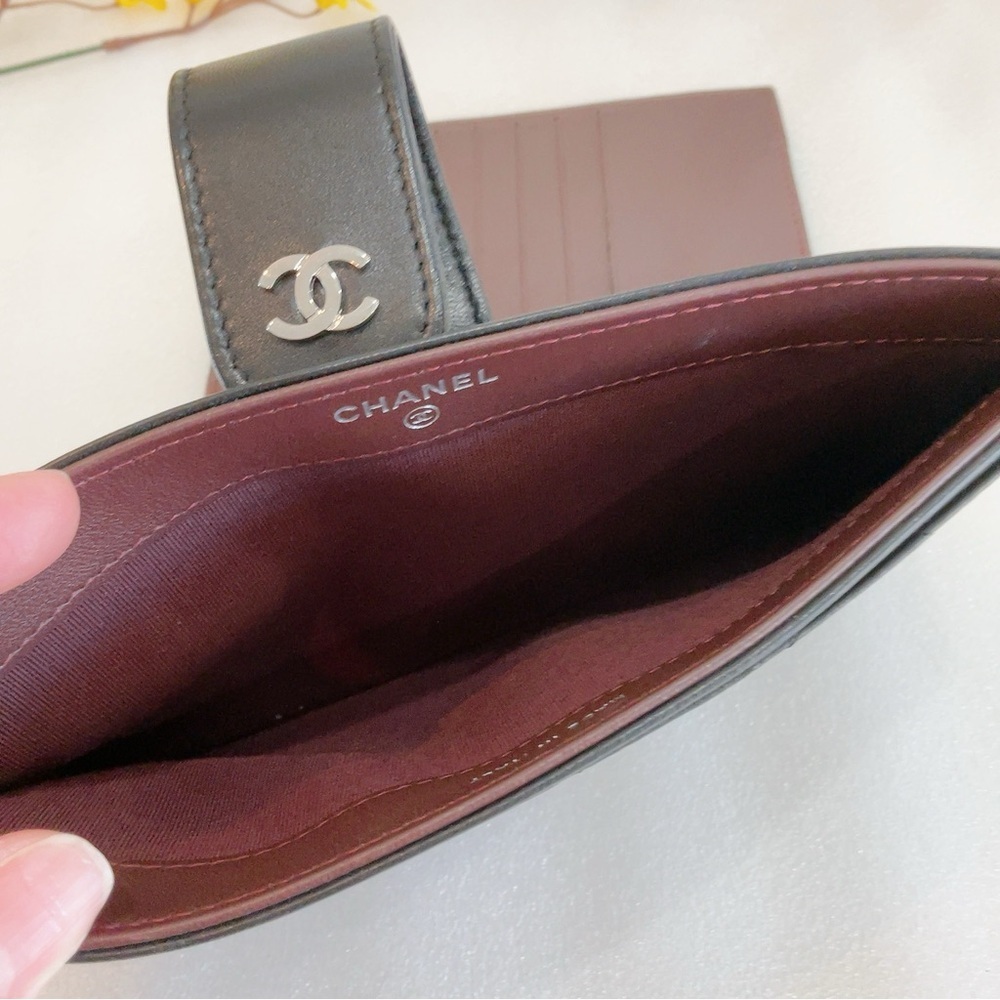 ❤️Beautiful 💎 Authentic Chanel Classic Black Lambskin 2 Set Pouch Long Wallet - Picture 3 of 16